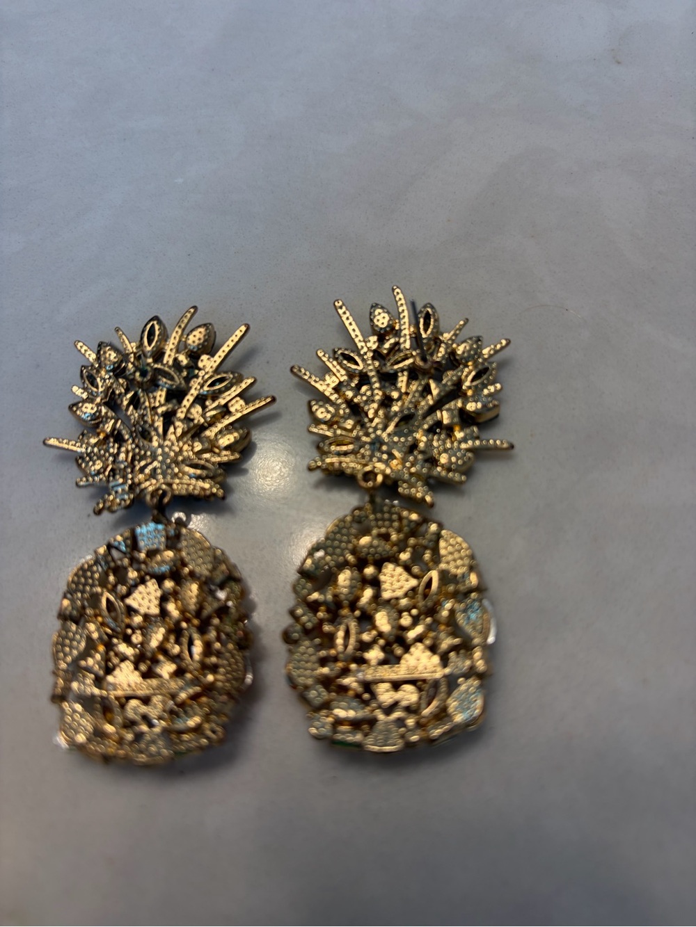 Statement Pineapple Drop Earrings in Blue and Amber - Fashion Jewelry - Picture 2 of 2